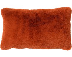 Dutch Decor ZAYA - Kussenhoes 30x50 cm - bontlook - effen kleur - Potters Clay - oranje - met rits - zonder binnenkussen