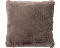 Dutch Decor ZAYA - Kussenhoes 45x45 cm - bontlook - effen kleur - Driftwood - taupe - met rits - zonder binnenkussen