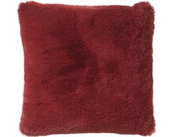 Dutch Decor ZAYA - Kussenhoes 45x45 cm - bontlook - effen kleur - Merlot - rood - met rits - zonder binnenkussen