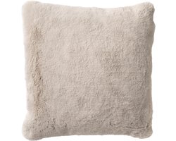 Dutch Decor ZAYA - Kussenhoes 45x45 cm - bontlook - effen kleur - Pumice Stone - beige - met rits - zonder binnenkussen