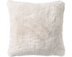 Dutch Decor ZAYA - Kussenhoes 45x45 cm - bontlook - effen kleur - Snow White - wit - met rits - zonder binnenkussen