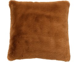 Dutch Decor ZAYA - Kussenhoes 45x45 cm - bontlook - effen kleur - Tobacco Brown - bruin - met rits - zonder binnenkussen