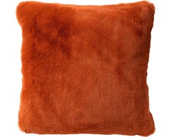 Dutch Decor ZAYA - Kussenhoes 60x60 cm - bontlook - effen kleur - Potters Clay - oranje - met rits - zonder binnenkussen