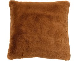 Dutch Decor ZAYA - kussenhoes 60x60 cm - bontlook - extra groot - Tobacco Brown - bruin - met rits - zonder binnenkussen