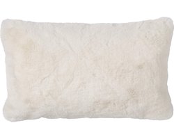 Dutch Decor ZAYA - Sierkussen 30x50 cm - bontlook - effen kleur - Snow White - wit - Inclusief binnenkussen