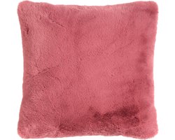 Dutch Decor ZAYA - Sierkussen 45x45 cm - bontlook - effen kleur - Dusty Rose - roze - Inclusief binnenkussen