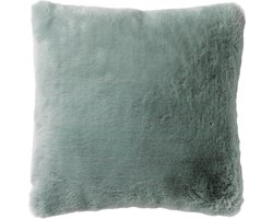 Dutch Decor ZAYA - Sierkussen 45x45 cm - bontlook - effen kleur - Jadeite - lichtgroen - Inclusief binnenkussen - Luxe kussens voor woonkamer & bank
