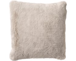 Dutch Decor ZAYA - Sierkussen 45x45 cm - bontlook - effen kleur - Pumice Stone - beige - Inclusief binnenkussen - Luxe kussens voor woonkamer & bank