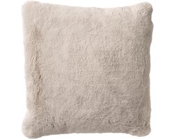 Dutch Decor ZAYA - Sierkussen 60x60 cm - bontlook - effen kleur - Pumice Stone - beige - Inclusief binnenkussen - Luxe kussens voor woonkamer & bank