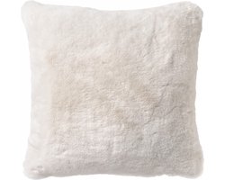 Dutch Decor ZAYA - Sierkussen 60x60 cm - bontlook - effen kleur - Snow White - wit - Inclusief binnenkussen