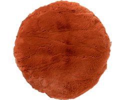 Dutch Decor - ZAYA - sierkussen Ø45 cm rond - bontlook - effen kleur - Potters Clay - oranje