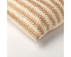 Dutch Decor ZILA - sierkussen 45x45 cm - geborduurd bladmotief - goud, bruin, beige - Inclusief binnenkussen - Luxe kussens voor woonkamer & bank