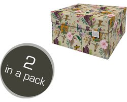 Dutch Design Brand - Dutch Design Storage Box Small - Opbergdoos - Opbergbox - Bewaardoos - Bloemen, Kolibrie, Vlinders - Botanical