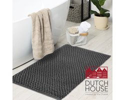 Dutch House Badmat Caorle - Badmat 60x90cm - Antraciet - Antislip - Badmatten - Anti Slip Douchemat - Badkamer Mat - Snel Absorberend - Snel Drogende Badmat