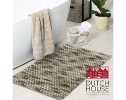 Dutch House Badmat Caorle - Badmat 60x90cm - Brown mixed - Antislip - Badmatten - Anti Slip Douchemat - Badkamer Mat - Snel Absorberend - Snel Drogende Badmat