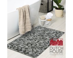 Dutch House Badmat Caorle - Badmat 60x90cm - Dark Grey mixed - Antislip - Badmatten - Anti Slip Douchemat - Badkamer Mat - Snel Absorberend - Snel Drogende Badmat