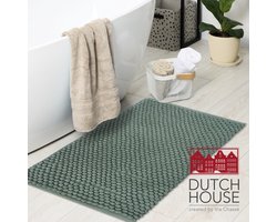 Dutch House Badmat Caorle - Badmat - 60x90cm - Green - Antislip - Badmatten - Anti Slip Douchemat - Badkamer Mat - Snel Absorberend - Snel Drogende Badmat