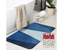 Dutch House Badmat Dijon - Badmat 60x90cm - Blauw - Antislip - Badmatten - Anti Slip Douchemat - Badkamer Mat - Snel Absorberend - Snel Drogende Badmat