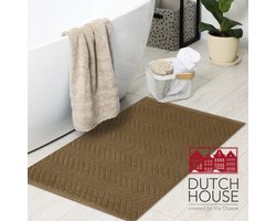 Dutch House Badmat Formia - Badmat 50x80cm - Taupe - Antislip - Badmatten - Anti Slip Douchemat - Badkamer Mat - Snel Absorberend - Snel Drogende Badmat