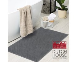 Dutch House Badmat Gaeta - Badmat 50x80cm - Grey - Antislip - Badmatten - Anti Slip Douchemat - Badkamer Mat - Snel Absorberend - Snel Drogende Badmat