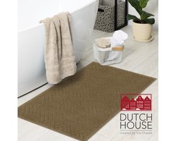 Dutch House Badmat Gaeta - Badmat 50x80cm - Taupe - Antislip - Badmatten - Anti Slip Douchemat - Badkamer Mat - Snel Absorberend - Snel Drogende Badmat