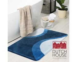 Dutch House Badmat Metz - Badmat 60x90 - blauw - Antislip - Badmatten - Anti Slip Douchemat - Badkamer Mat - Snel Absorberend - Snel Drogende Badmat