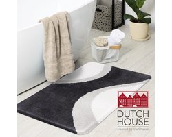 Dutch House Badmat Metz - Badmat 60x90 - grijs - Antislip - Badmatten - Anti Slip Douchemat - Badkamer Mat - Snel Absorberend - Snel Drogende Badmat