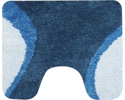 Dutch House Toiletmat Metz - WC Mat 60x50 - Blauw - Antislip - Toiletmat met uitsparing - Badkamer Mat - WC Mat - Snel Absorberend - Snel Drogende Toiletmat