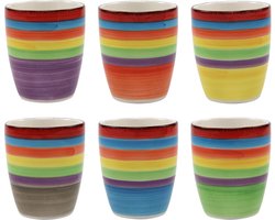 Dutch Kitchen Koffiemokken - Zonder Oor - Kleurrijk - Aardewerk - 160ml - 6 Stuks - Ibizia