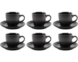 Dutch Kitchen - Koffieset New Black 12-delig - Kop en Schotel Set - 6 Persoons
