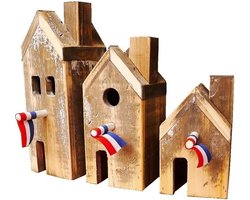 Dutch Mood houten hollandse huisjes setje van 3 stuks. waxinelichthouder.