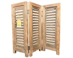 Dutch Mood raamshutter 3-luik bruin 52 cm – houten vensterluik Brussels Brown met scharnieren – decoratieve shutter voor vensterbank en inkijkwering, vrijstaand zonder montage