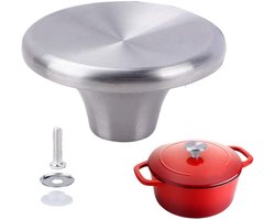 Dutch Oven Knob Stainless Steel Replacement Handle for Le Creuset, Aldi, Lodge and Other Enameled Cast Iron Dutch Oven Pot Lid Knob Replacement (Silver 1 Set)