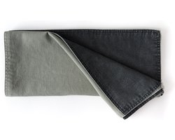 Dutch Rose Linen Tafelloper - 40x150cm - Dubbelzijdig - Groen Grijs