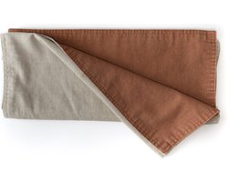 Dutch Rose Linen Tafelloper - 40x150cm - Dubbelzijdig Terracotta-beige