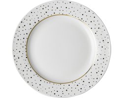 Dutch Rose Loft Zwart-Wit Gebaksbord Wit met Glitters 18 cm