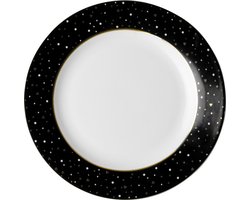 Dutch Rose Loft Zwart-Wit Gebaksbord Zwart met Glitters 18 cm
