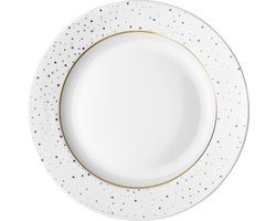 Dutch Rose Loft Zwart-Wit Ontbijtbord Wit met Glitter 21 cm