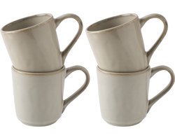 Dutch Rose Organic Bekers Giftset van 4 - Stoneware Handgemaakt - Creme 39 cl.
