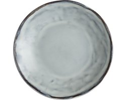 Dutch Rose Organic Borden - Plat - Ø 17cm - Stoneware Handgemaakt - Blauw
