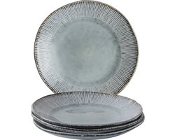 Dutch Rose Organic Borden set - Giftset 4 - 21,5 cm - Stoneware Handgemaakt - Blauw