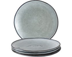 Dutch Rose Organic Borden set van 4 - Ø 26,5cm - Stoneware Handgemaakt - Blauw