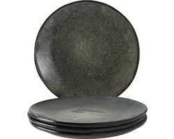 Dutch Rose Organic Borden set van 4 - Ø 26,5cm - Stoneware Handgemaakt - Groen