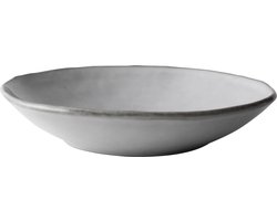 Dutch Rose Organic Diepe borden - Pastabord - 23,5 cm - Stoneware Handgemaakt - Licht Grijs