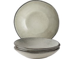 Dutch Rose Organic Diepe Borden set van 4 - Ø 23,5cm - Stoneware Handgemaakt - Creme