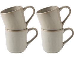 Dutch Rose Organic Mok - Mokken set van 4- Theemok - Koffiemok - Stoneware handgemaakt - Creme 25 cl