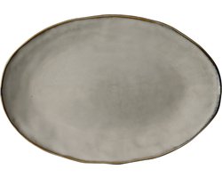 Dutch Rose Organic Ovale schaal - Serveerschaal - 34xØ 23cm - Stoneware Handgemaakt - Creme