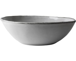 Dutch Rose Organic Schaal - Serveerschaal - 33cm - Stoneware Handgemaakt - Licht Grijs