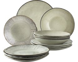 Dutch Rose Organic Serviesset 4 persoons - Bordenset - 12 Delig - Creme