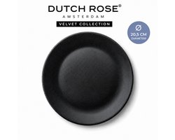 Dutch Rose Velvet Bordset - Platte Borden 20,5 cm mat Antraciet